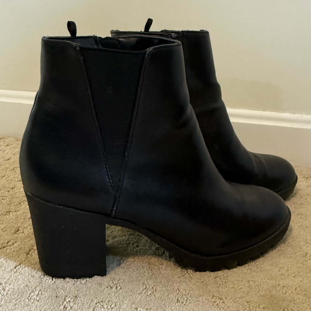 Black Leather Ankle Boots